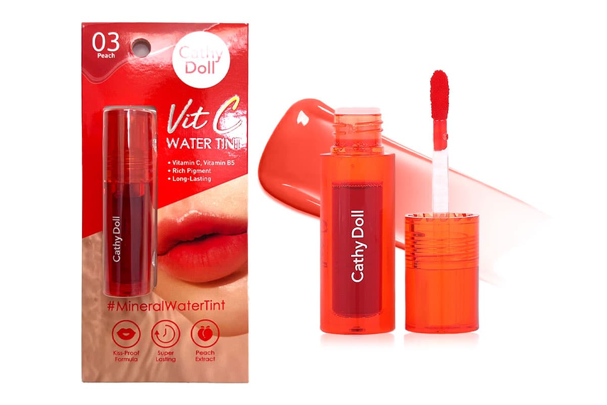 vitamin c lip tint Cathy Doll Vit C Water Tint Long Lasting Natural Look 03 Peach Flavor 2 x  2.7 g